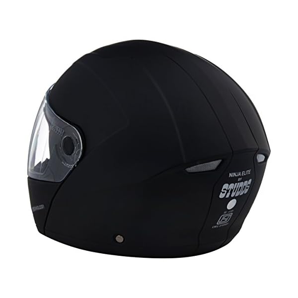 Studds Ninja Elite SUPER Flip Up Full Face Helmet (Matt Black, Medium)