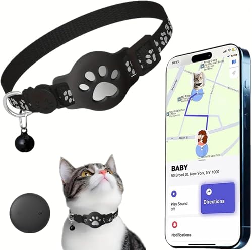 Collier GPS Chat, 2026 Nouveau Traceur GPS Chat Tracker, sans Carte SIM, sans Abonnement Mensuel, Localisation Temps Réel, Imperméable et Durable, Alerte Intelligente Anti-Perte (Noir)