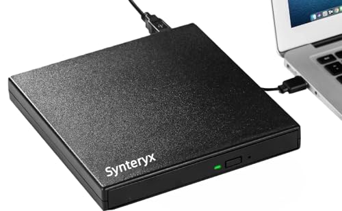 Synteryx External CD DVD Drive USB and Type-C, Portable Slim CD/DVD +/-RW Burner Reader Writer...