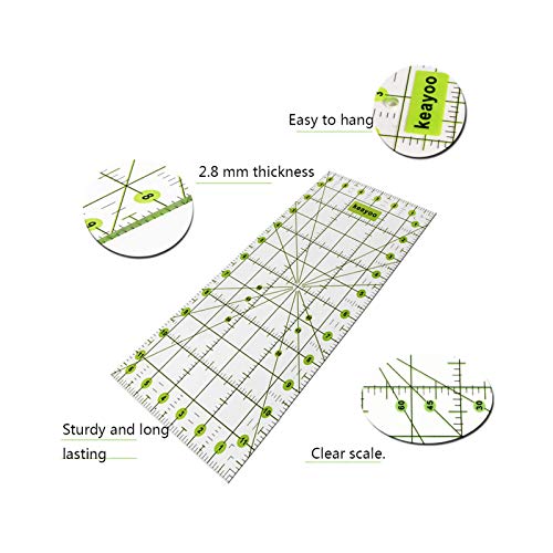 KEAYOO 45mm Rotary Cutter Quilting Kit,Quilting Supplies,A3 Cutting Mat Set of 6 (Ruler in inches),Ideal for Crafting, Sewing, Patchworking & Knitting