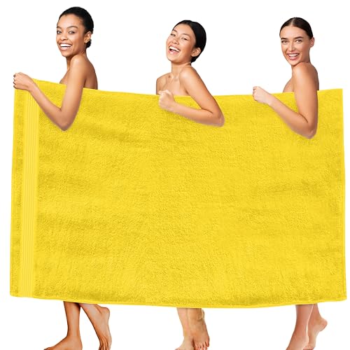 Elegant Comfort Premium Super Soft Highly Absorbent 1 Piece Oversized Bath Sheets - 40" x 80" inch, Luxurious Hotel Spa Quality 100% Turkish Cotton Extra Large Bath Towels for Adults, Yellow