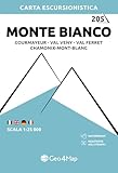 205 Monte Bianco Courmayeur, Val Veny, Val Ferret, Chamonix-Mont-Blanc. Carta escursionistica 1:25.000