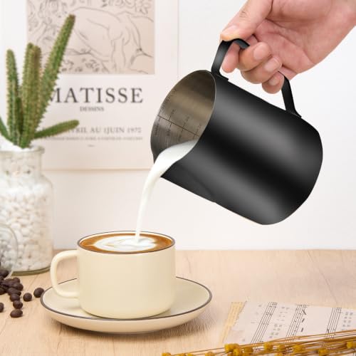 Image of Amrules Milk Frothing Pitcher 31oz Frother Cup Barista Tools, Black