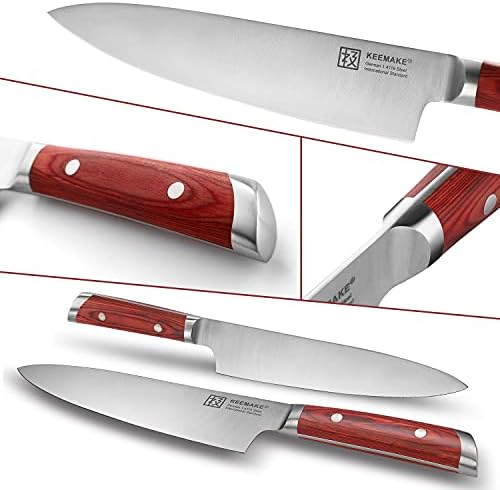 KEEMAKE Chef Knife 8 inch Professional- Kitchen Knife- Best Ultra Sharp High Carbon German Stainless Steel Blade, Full Tang Ergonomic Pakkawood Forged Handle Cooking Knife
