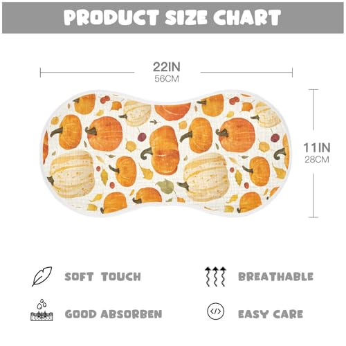 Autumn Pumpkin Cotton Neutral Burp Cloths Easy Care Burp Rags for Gender Neutral Set of 2, 22x11in4