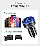 KEWIG Ładowarka samochodowa, podwójny port QC3.0 szybka ładowarka samochodowa USB, szybkie ładowanie 36 W/3 A ładowarka samochodowa z niebieską diodą LED i przełącznikiem dotykowym pasuje do telefonu
