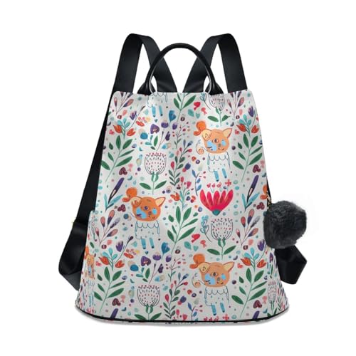Sac à dos tendance pour femme avec poche arrière cachée anti-vol fleurie