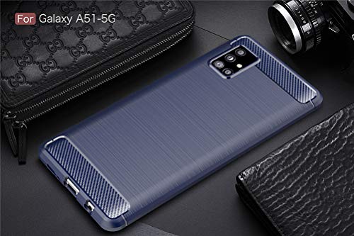 COTDINFORCA for Samsung Galaxy A51 5G Funda Case, Soft Silicone TPU Brushed Carbon Fiber Thin Cover Scratch Resistant Shockproof Slim Fundas Cover For Samsung Galaxy A51 5G Navy-LS-SSD.