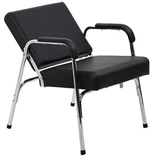 Hudada Salon Shampoo Chair Barber Chair Auto Reclining Barber Extra Thick Seat and Durable Steel Construction Salon Equipment Chairs for Hair Stylist Black