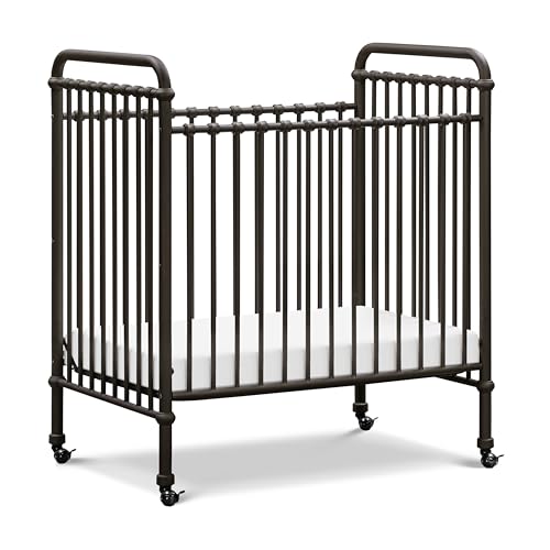 Namesake Abigail 3-in-1 Portable Baby Crib with Wheels - GREENGUARD Gold Certified Convertible Crib to Toddler Bed & Daybed - Metal Baby Bed w/ 4 Adjustable Mattress Heights, for Small Spaces - Iron