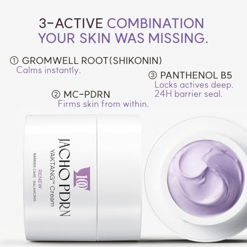 Image of Jacho PDRN YAKTANG Cream, Korean PDRN Barrier Repair Cream, PDRN + Panthenol + Gromwell Root Extract, Glass Skin Moisturizer, Soothing + Firming, Hypoallergenic, Sensitive Skin, 1.69 fl oz