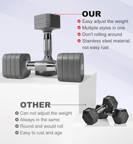 Image of 15LB 20LB 30LB 40LB 50LB Adjustable Dumbbell Set Free Weights Dumbbells Set for Women Men Hand Weights Sets Adjust Dumbbell Weight Sets for Home Gym Exercise Workout Strength Training Equipments