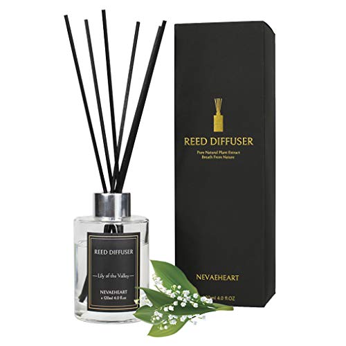 NEVAEHEART Reed Diffuser, Lily of The Valley Scented Reed Diffuser Set, 4.0 oz (120 ml), Oil Diffuser Sticks, Home Fragrance Products, Fragrance Diffuser