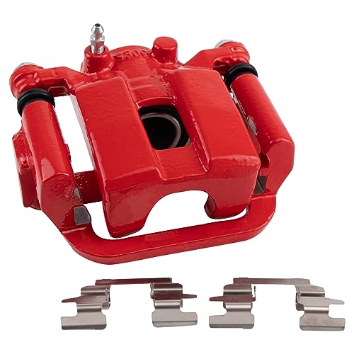 Image of TRQ Rear Right Brake Caliper w /Bracket Performance Red Passenger Side
