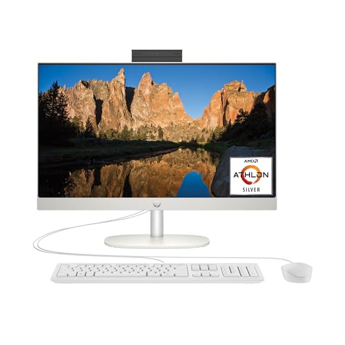 Image of HP 23.8 inch All-in-One Desktop PC, FHD Display, AMD Athlon Silver 7120U, 8 GB RAM, 256 GB SSD, AMD Radeon Graphics, Windows 11 Home, 24-cr0110 (2023)