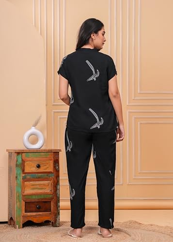 Image of Women's Cotton Printed Night Suit Set of Shirt & Pajama Set Women Night Wear Set