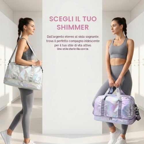 Borsone Palestra Donna con Scomparto Scarpe e Tasca Umida, Grande Borsa da Viaggio Impermeabile 40L, Borsone Sportivo per Piscina Yoga e Borsa Ospedale Parto, Bagaglio a Mano Leggero con Tracolla