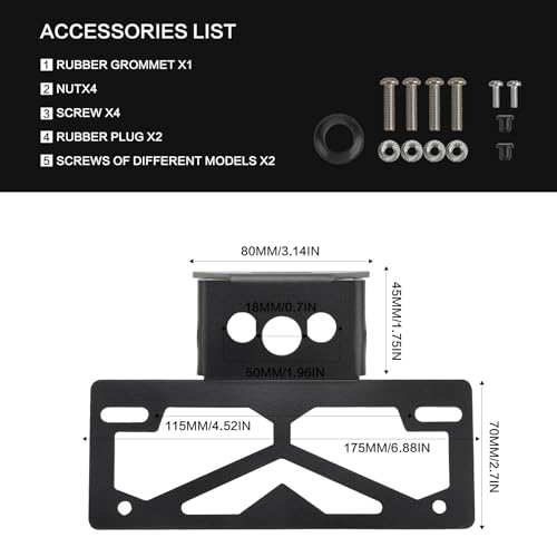 Image of Ninja 500 Fender Eliminator Kit, Tail Tidy License Plate Bracket Holder Motorcycle Fender Eliminator Compatible with Kawasaki Ninja 500 Z500 2024-2026 400 Z400 2018-2023 250 2018-2023