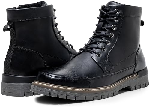 Image of Jousen Mens Boots Casual Motorcycle Boot for Men Chukka Zipper Combat Dress Botas Para Hombre Fashion