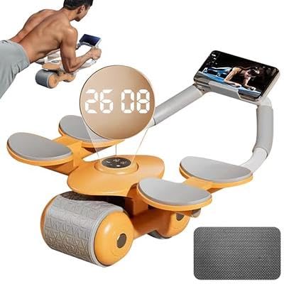 OBIXO New Auto Rebound Ab Roller, Automatic Abdominal Rolling Wheel, 4 Elbow Pads Abs Exercise Roller Machine with Timer Home Fitness (Orange) (B0CYSN2J2W) Amazon Price History, Amazon Price Tracker