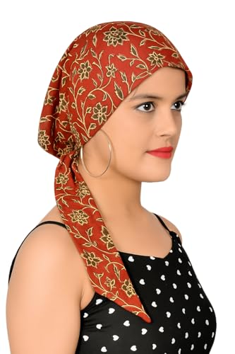Image of Pure Cotton Double Layer Head Scarves Hair Wrap Cap, Adjustable Free Size Head Cover for Women, Girls, Under Helmet Cover