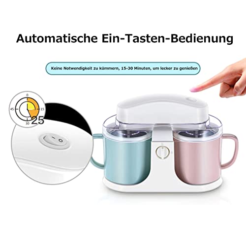 Softeismaschine für Zuhause, Doppeleimer Eismaschine, 1L Automatische Doppelzylinder Mini Frozen Joghurt Maschine, DIY… – Bild 4