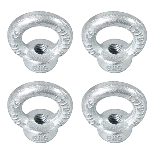 Zadery 5/16-18 Lifting Eye Nuts, Drop Forged C15 Galvanized Threaded Fastener, UNC Standard Ring Shape Lifting Eye Nut, 4 Packs