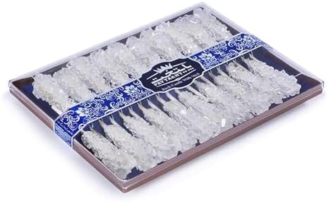 Paytakht Crystal Rock Candy Big- Naturally Flavored White Sugar Stick Candy Kit- Lollipop Crystals Pop Rocks Sticks Candies Box- Edible Roll Ups Sweet Candy- Gift Set Item 20 Pcs