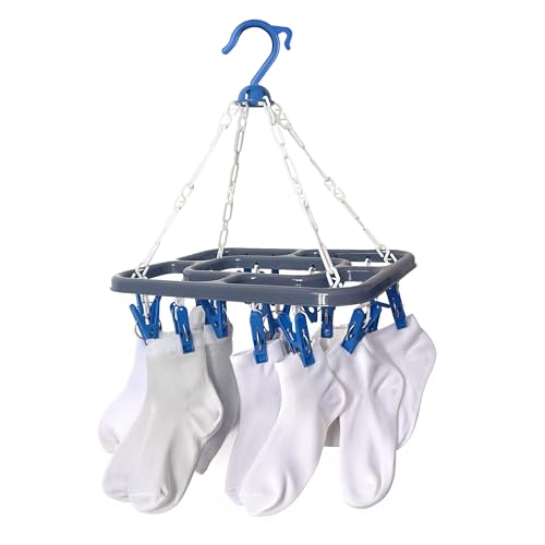 Tool & Tree Faltbarer Wäscheaufhänger Grau - mit 18 Klammern - Kompakter Wäscheständer für Camping, Reise & Balkon - Wäschetrockner für Socken, Unterwäsche & Handtücher - 230x85mm klappbar