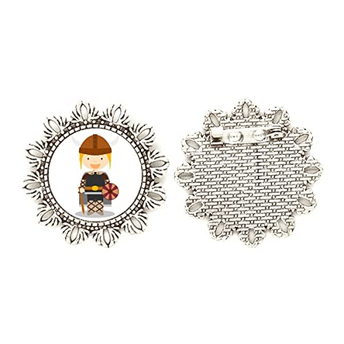 Broche de plata vikinga con diseño sueco medieval en tamaño mediano