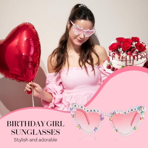 Birthday Glasses Happy Birthday Heart Shaped Sunglasses Pink Birthdays Girl Sunglasses for Birthdays Party4