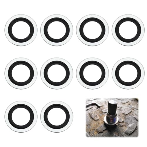 Joint Bouchon Vidange, 10pièces Bouchon Vidange Huile Moteur, joint vidange voiture, Joint Vidange, joint de vidange voiture, pour Peugeot Citroën Renault,...