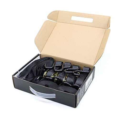 Summates 4 X 15 Feet Ratchet Tie-Down Straps & 4 X 1 Feet Loops #TOP6