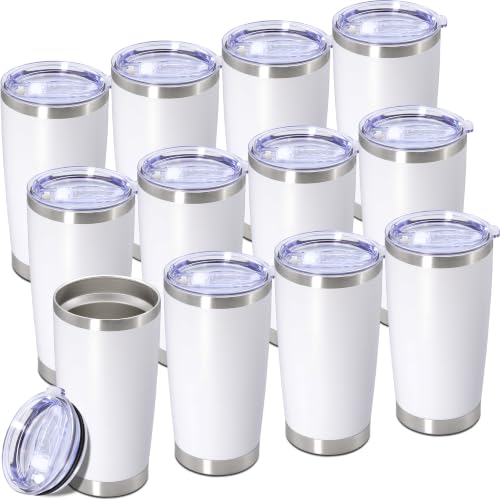 Image of 20oz Tumbler Insulated Tumblers Vacuum Coffee Mug with Lid White 12Pack