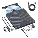 Externes CD/DVD-Laufwerk, Tragbares USB 3.0 Typ-C DVD-RW-CD-Brenner-Laufwerk Brenner-Lesegerät Player Optische Laufwerke for Laptop-PC Platzsparend(7-in-1)