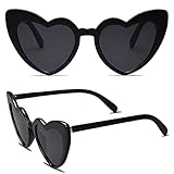 SOJOS Heart Shaped Sunglasses Clout Goggle Vintage Cat Eye Mod Style Retro Glasses Kurt Cobain SJ2062 with Black Frame/Grey Lens