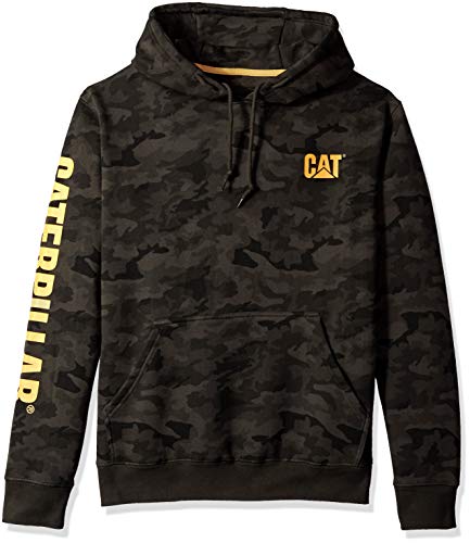 Caterpillar Men's Trademark Banner Hooded Sweatshirt (Regular and Big & Tall Sizes), Night camo, X Large Tall