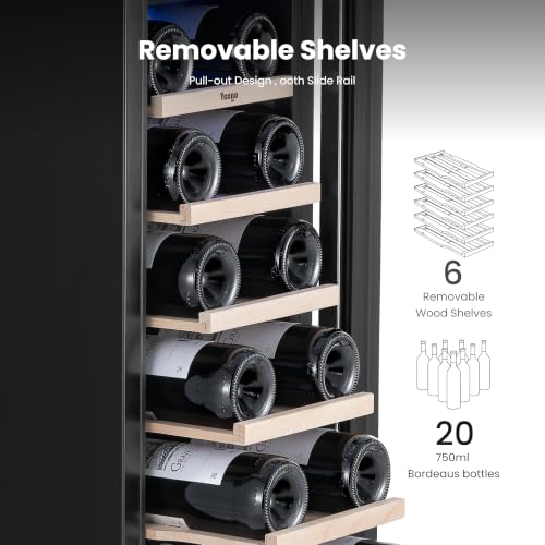 Image of Yeego 12 Inch Wine Fridge, 20 Bottle Wine Cooler with Left-Hinged