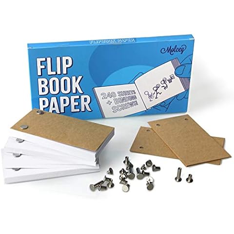Blank Flip Book Paper with Holes - 240 Sheets (480 Pages) Flipbook Animation Paper : Works with Flip Book Kit Light Pads : for Drawing, Sketching Supplies/Comic Book Kit - Drawing Paper Animation Kit Cover