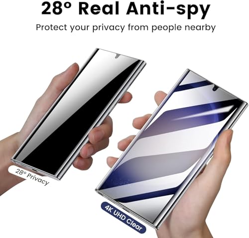 Image of 4YouQuality Privacy Tempered Glass Screen Protector Compatible with Samsung Galaxy S23 Ultra (6.8 Inch) | Curved UV Anti-Spy Screen Guard | 9H Hardness | HD Clear | Fingerprint Sensor Support | Full Coverage | Easy Installation | Pack of 1