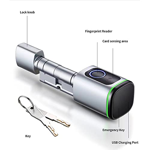 Dioche Fingerprint Door Lock, Smart Door Knob Support App, Fingerprint, Mechanical Key and Ic Card Unlocking Methods Door Lock Biometric Door Knobs with Semi Condictor Fingerprint Sensor (Silver) by Dioche - Image 9