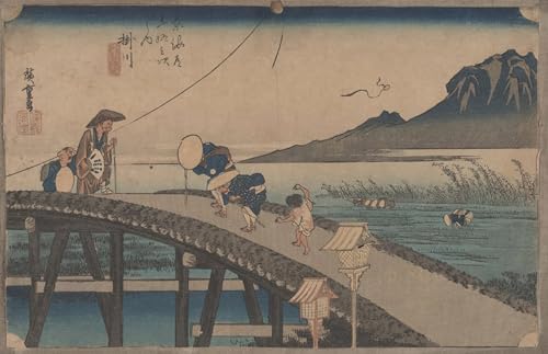 Pintura decorativa Kakegawa de Hiroshige para llenar de elegancia tu salón, 60x90cm