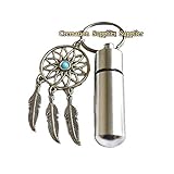 Classic Silver Cremation Urn/Vial Keychain/Keepsakes with Dream Catcher,Dream Catcher Cremation Urn Key Chain Ashes Memorial Keychain