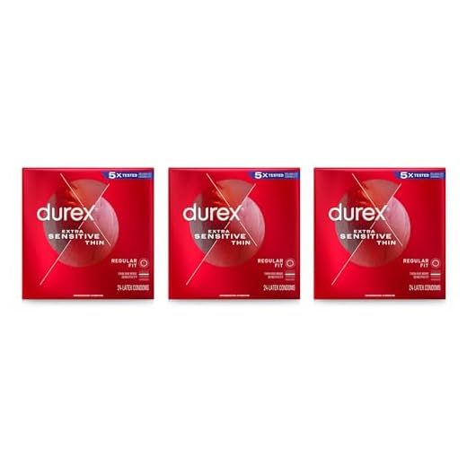 Durex Condom Extra Sensitive Natural Latex Condoms, Ultra Fine and Extra Lubricated, Regular Fit, FSA HSA Eligible, 24 Count (Pack of 3)