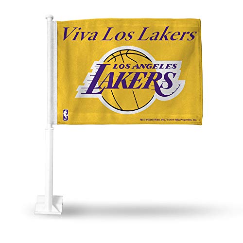 Rico Industries NBA Los Angeles Lakers - Viva Los Lakers Car Flag with Included Pole, 16 x 19.5-