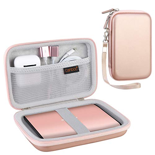 Canboc Hard Carrying Case Replacement for Maxone 250GB 320GB 500GB 1TB 2TB Ultra Slim Portable External Hard Drive HDD USB 3.0, Mesh Pocket fits Dongle, Flash Drives, USB Cable, SD Card, Rose Gold