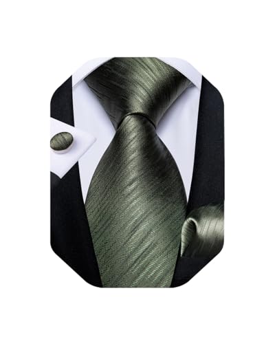 Image of DiBanGu Extra Long Tie for Men 63 inch XL Silk Necktie Set | Pocket Square and Cufflinks, Big and Tall, Jacquard Woven, Gift Box, Paisley /Plaid /Solid /Striped, for Weddinng Party Business