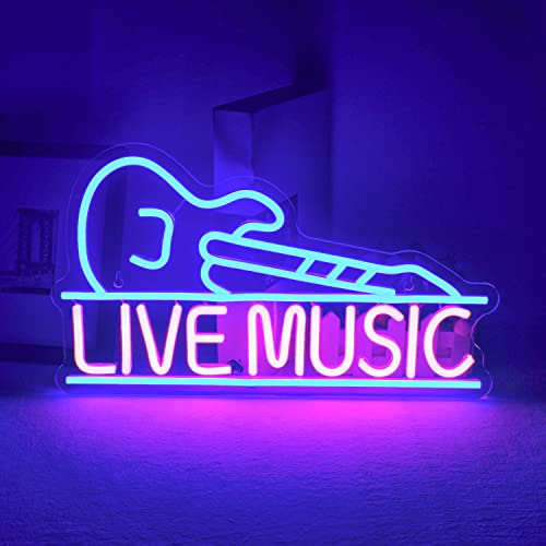 Live Music Neon Cartel Azul Rosa Música LED Luces de Neón Letras en Forma de Luz para Bar Música Stadio Discoteca Fiesta Decoración Pared Regalo para Niños Niñas