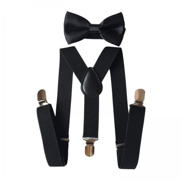 3xMens Suspenders with Bow Tie Y Back Braces for Formal Wear Halloween Cosplay Black-image-23