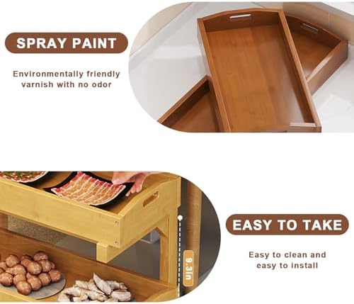 Multi-Layer Fruit & Vegetable Storage Rack, Removable Potato & Onion Bin, Grooved Design for Kitchen & Dining Room, Flat or Tilted Use, Brown 26"x11"x39.4"